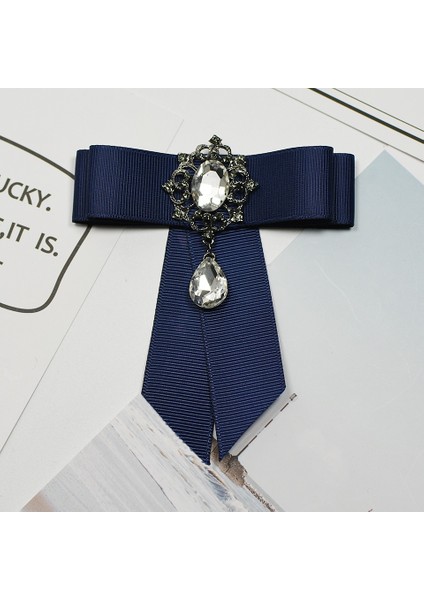 Mavi Stil No.1 Boyutu Kadın Erkek Için Kurdele Bağcık Yaka Broş Kumaş Kristal Çiçekli Broş Aksesuarları Bowtie Rozeti (Yurt Dışından)