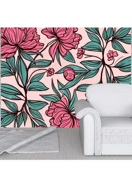 Duvar Kendinden Yapışkanlı Kaplama Folyo Pembe Çiçekler 50 cm x 300 cm