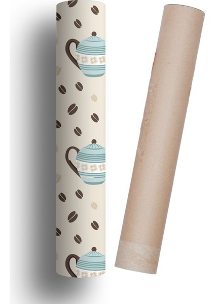 Mutfak Duvar Kendinden Yapışkanlı Kaplama Folyo Demlikler 50 cm x 300 cm modelleri