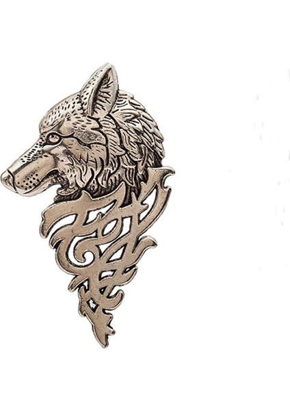 Siyah Stil Retro Nordic Hediye Gömlek Aksesuar Siyah Bronz Metal Viking Rozeti Broş Kurt Başı (Yurt Dışından)