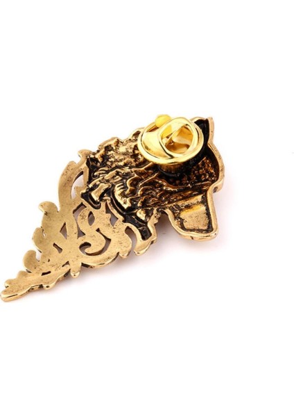 Siyah Stil Retro Nordic Hediye Gömlek Aksesuar Siyah Bronz Metal Viking Rozeti Broş Kurt Başı (Yurt Dışından)