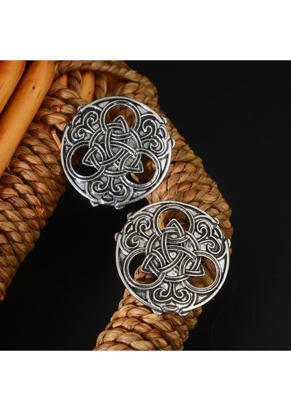 Antik Gümüş Tarzı C Yuvarlak Kelt Düğüm Broş Viking Broş Viking Norse Takı (Yurt Dışından)