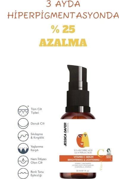 Aydınlatıcı ve Cilt Tonu Eşitleyici C Vitamini Cilt Serumu 30 ml