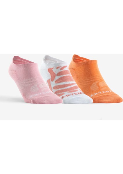 Artengo Tenis Çorabı - Kısa Konç - 3 Çift - Desenli Turuncu/Pembe - Artengo RS 160