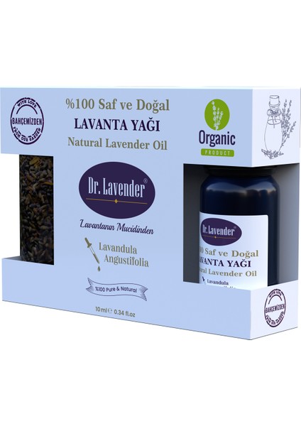 Saf Konsantre Lavanta Yağı 10 ml + Damlalık ve Lavanta Çiçeği