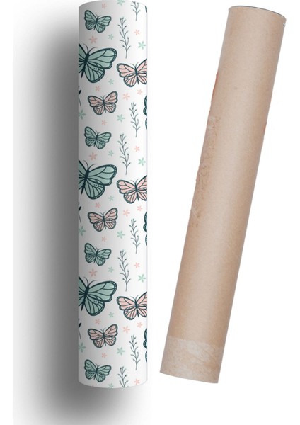 Turkuaz Pembe Beyaz Kelebek Çocuk Odası Duvar Kaplama Folyo Kendinden Yapışkanlı 50 cm x 300 cm modelleri