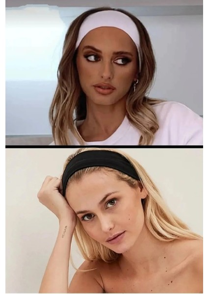 2'li Saç Bandı Bandana Siyah ve Beyaz