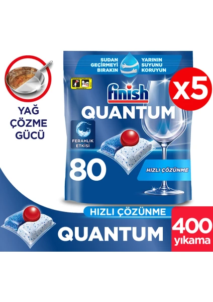 Quantum 400 Kapsül Bulaşık Makinesi Deterjanı Tableti (5 x 80 Kapsül)