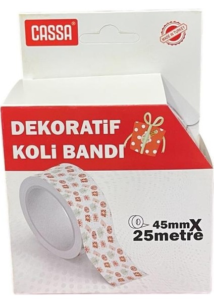 Dekoratif Koli Bandı  Hediye Paketi Desenli 45MM x 25 M ( 1 Adet )