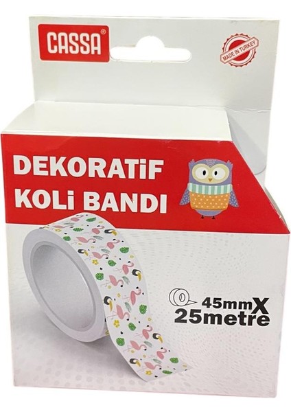 Dekoratif Koli Bandı  Baykuş  Desenli 45MM x 25 M ( 1 Adet )