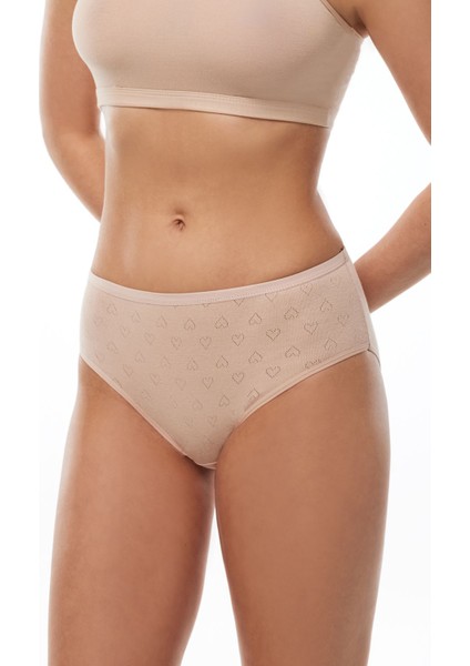 Kadın Ten 6 Lı Paket %100 Pamuk Ara Bel Jakarlı Slip Külot 350 6M350