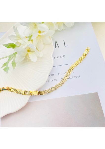 Kadın Bileklik Ritim Bileklik Zirkon Taşlı Kararmaz Xuping Vip Seri 14 Ayar Gold 17+2cm modelleri