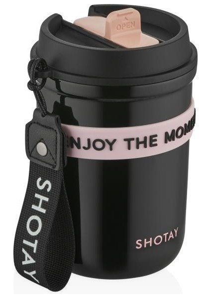 Strow Çelik Termos Mug 410ML Siyah