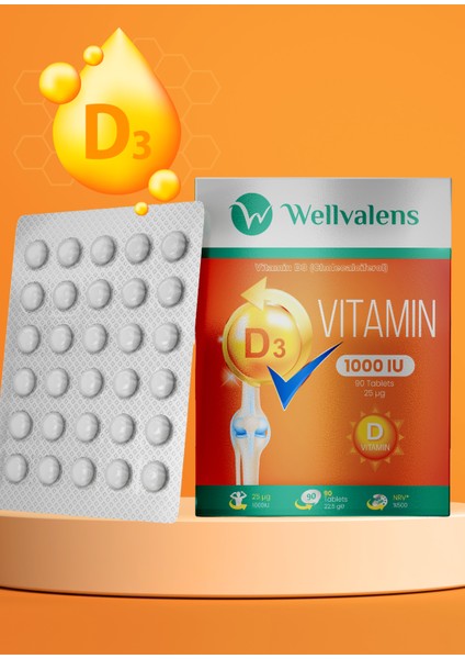 D3 Vitamini 1000 IU – Günlük D Vitamini Takviyesi | 90 Tablet