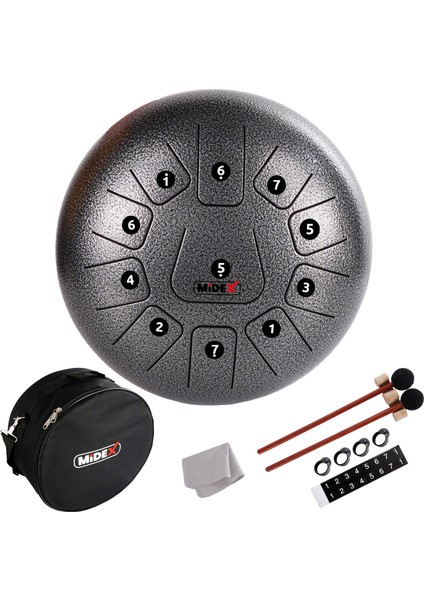 TD-1211SM Çelik Dil Davul Handpan 12 İnç 11 Ton Steel Tongue Drum Full Set