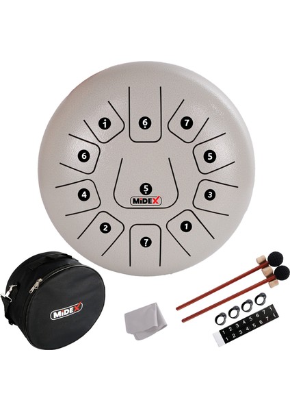 TD-1211WH Çelik Dil Davul Handpan 12 İnç 11 Ton Steel Tongue Drum Full Set