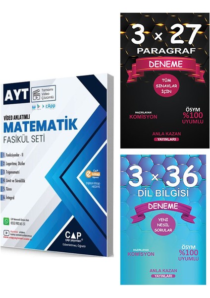 AYT Matematik Fasikül Seti Tamamı Video Çözümlü - Anla Kazan Dil Bilgisi - Paragraf Deneme