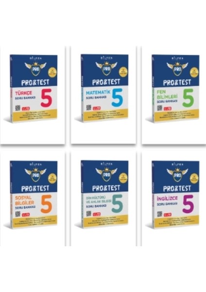 (5. Sınıf) Pro&test Türkçe / Matematik / Fen Bilimleri / Sosyal Bilgiler / Din Kültürü / İngilizce Soru Bankası Seti