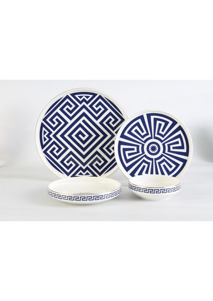 Aquamarine - 24 Parça, Modern, Çağdaş Tasarımlı Porselen Yemek Takımı