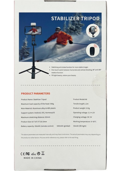 A8 180 Derece Telefon Gimbal Telefon Sabitleyici