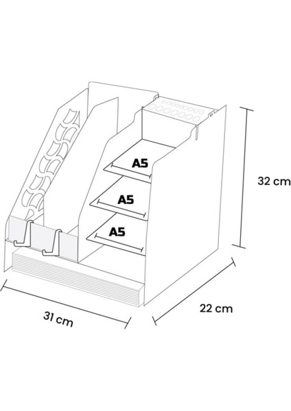 Evrak Rafı Ahşap Organizer Masa Üstü Düzenleyici Krem