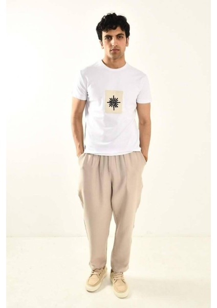 Işleme Detaylı Bisiklet Yaka T-Shirt modelleri