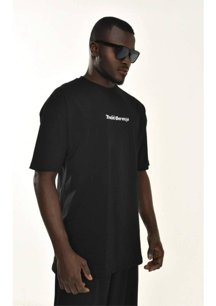 Erkek Sırt Baskılı Pamuk Kalın Dokulu T-Shirt