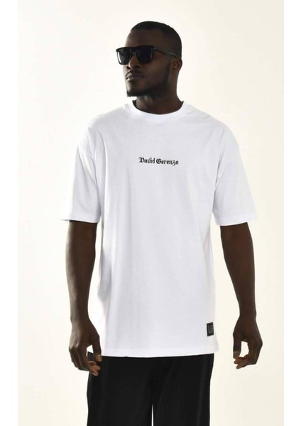 Erkek Sırt Baskılı Pamuk Kalın Dokulu T-Shirt