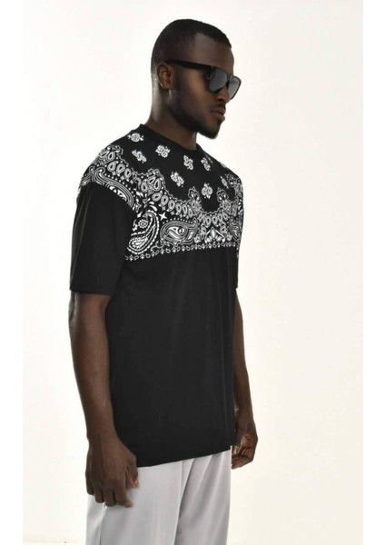 Erkek Etnik Baskılı Pamuk Kalın Dokulu T-Shirt fırsatları