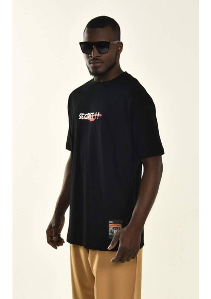 Erkek Secret Baskılı Pamuk Kalın Dokulu T-Shirt