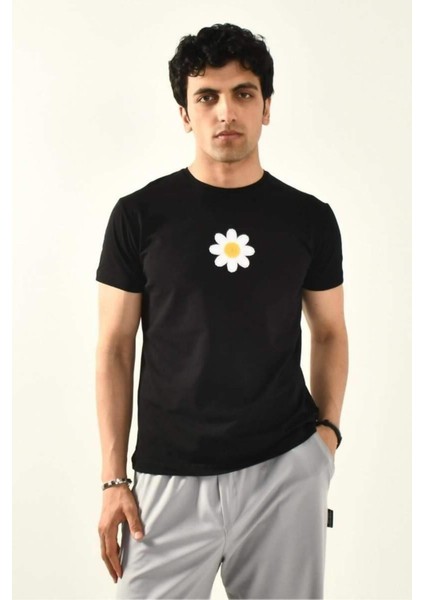Papatya Nakış Detaylı Bisiklet Yaka T Shirt modelleri
