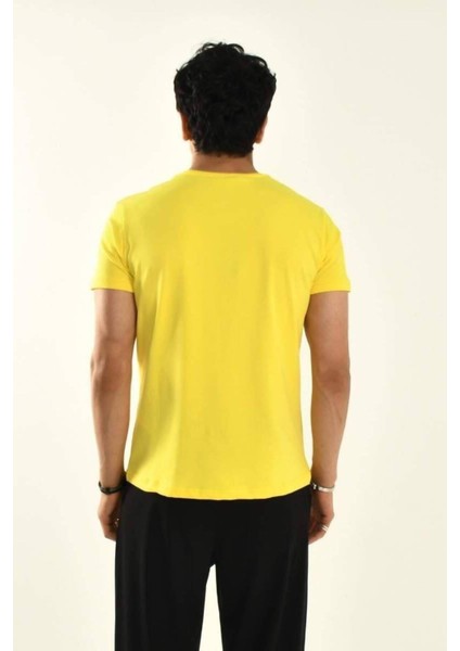 Papatya Nakış Detaylı Bisiklet Yaka T Shirt