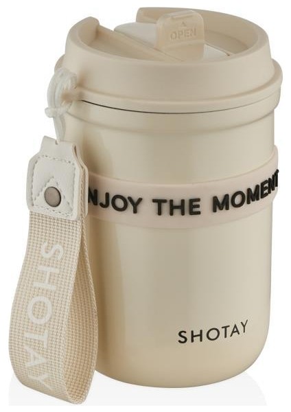 Strow Çelik Termos Mug 410ML Krem