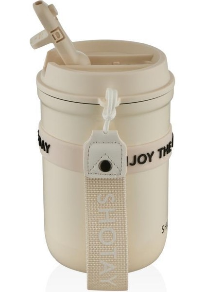 Strow Çelik Termos Mug 410ML Krem