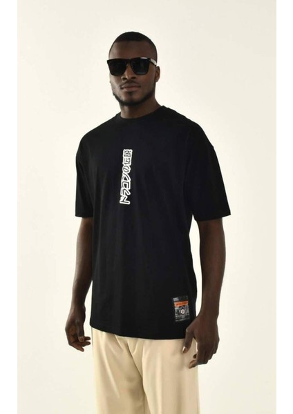 Erkek Baskılı Pamuk Kalın Dokulu T-Shirt