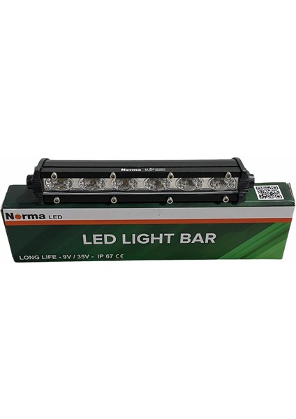 9V-35V LED Bar Off-Road 18W (6 Ledli) Tek Sıra Ince Düz (180 Mm) Beyaz