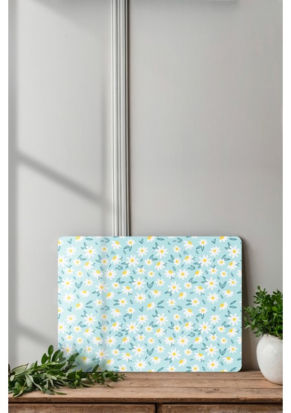 Mavi Papatya Desenli Temperli Cam Kesme Tahtası - Cam Kesme Tablası 20*30 Cm indirimleri