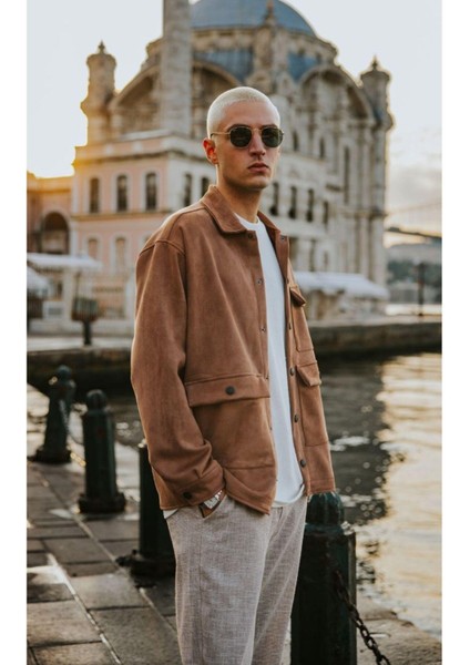 Taba Süet Dokulu Çıt Çıt Kapamalı Cep Detay Ceket modelleri