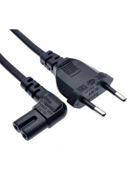 80 cm L Uç 90 Derece Power Güç Elektrik Kablosu C7 Ps4/ps3 Teyp Laptop Adaptör Işıldak 2 Pinli Siyah