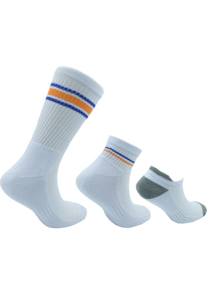 Erkek Pamuklu Spor Çorabı 3 Farklı Uzunlukta - 3'lü Paket (Beden 41-46)