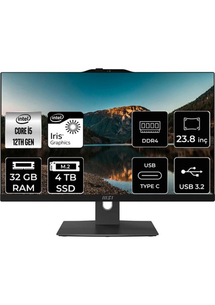 Msı Modern AM242P Intel Core I5 1235U 32GB 4tb SSD 23.8" Fhd Fdos All In One Bilgisayar & Per4 USB Bellek 12M1282EUP330