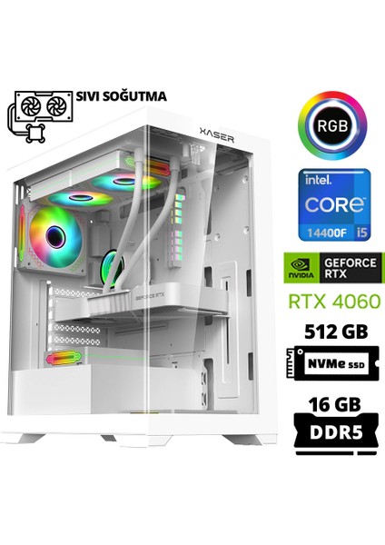 Delux X53 I5 14400F 16GB Ddr5 Ram 512GB M.2 Nvme SSD 8gb RTX4060 Sıvı Soğutmalı Oyuncu Bilgisayarı