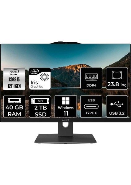 Msı Modern AM242P Intel Core I5 1235U 40GB 2tb SSD 23.8" Fhd W11P All In One Bilgisayar & Per4 USB Bellek 12M1282EUP439