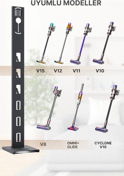 Kablosuz Süpürge Standı Dyson Philips Samsung Bosch Uyumlu Süpürge Standı Dikey Süpürge Standı indirimleri