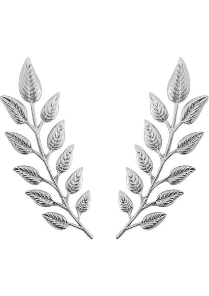 Gümüş Tarzı Yaprak Kadın Giysileri Için 1 Çift Vintage Melek Kanatları Yaprak Broş Gömlek Takımı Şıklık Erkek Gömlek Yaka Broş Takı (Yurt Dışından)