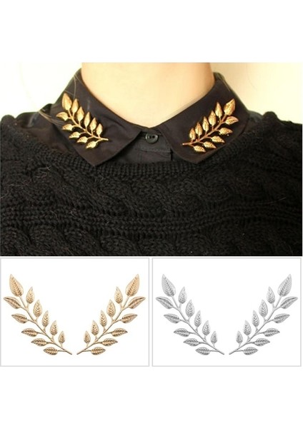 Gümüş Tarzı Yaprak Kadın Giysileri Için 1 Çift Vintage Melek Kanatları Yaprak Broş Gömlek Takımı Şıklık Erkek Gömlek Yaka Broş Takı (Yurt Dışından) indirimleri