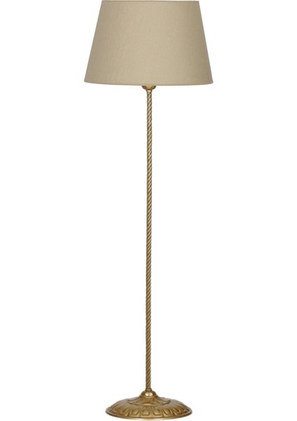 Conic Eskitme Tek Ayaklı Metal Burgulu Lambader Hasır Bej