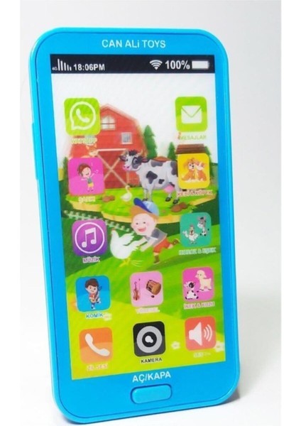 Oyuncak Dokunmatik Cep Telefonu Türkçe Sesli 12 Fonksiyonlu - CNL-633-MAVI