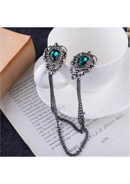 Yeşil Stil Erkekler Için Vintage Su Damlası Yaka Kemerli Broş, Kore Takım Gömlek Yaka Tokası Iğne ve Broşlar Erkek Takı (Yurt Dışından) fiyatları