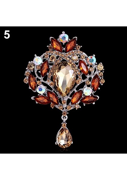 No.5 Boyutu Sıcak Çok Renkli Damla Lüks Taşlı Kristal Düğün Gelin Alaşımlı Broş Pin - Del (Yurt Dışından)